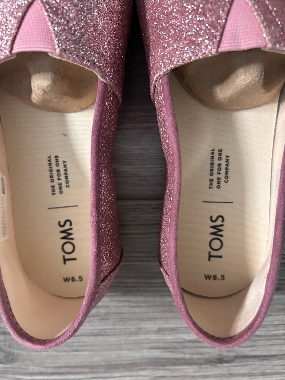 NWT TOMS Glitter Slip-On Flats - Rose - Picture 3 of 5